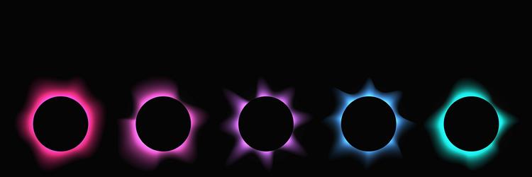 set of multicolor circle illuminate light frames vector image