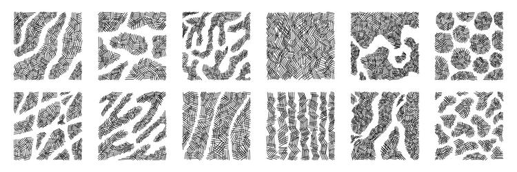 set of pattern texture with crosshatch hand drawn vector image