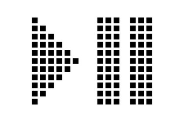 black pixel arrow of play and pause button vector image