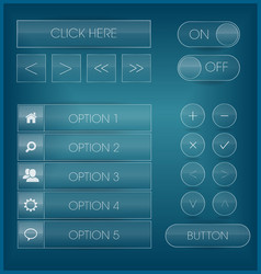 blue interface web buttons and icons set vector image