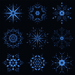 Blue sparkling snowflake vector