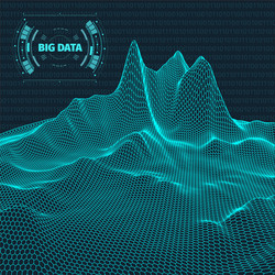 computer generated binary code landscape on black vector image