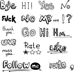 hand drawn set of speech bubbles with dialog words vector image