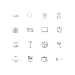 internet security simple linear icons set vector image