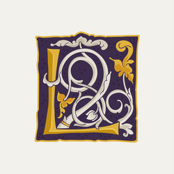 Medieval L Initial Drop Cap vector image