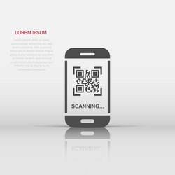 Qr code scan phone icon in flat style scanner vector