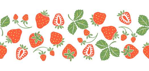 Seamless pattern with red strawberries decorative vector