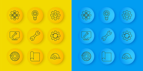 set line gear and arrows as workflow location vector image