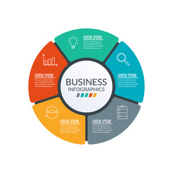 circle infographic template diagram with 5 vector image