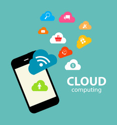 cloud computing concept on different electronic vector image