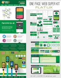 one page website flat ui design template vector