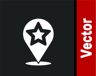 white map pointer with star icon isolated on black vector image