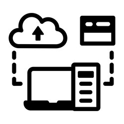 a glyph style icon showing cloud upload processing vector image