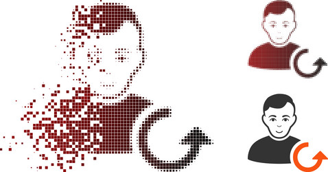 decomposed pixelated halftone refresh user icon vector image