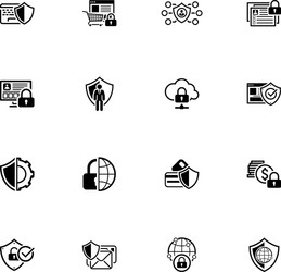 Flat design protection and security icons set vector