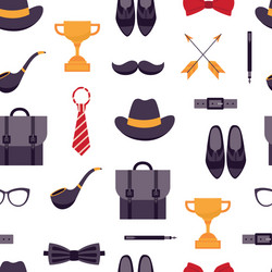 men style object set in seamless pattern vector image