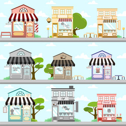 various store front building background design set vector image