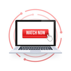 watch now button in flat style on white background vector image