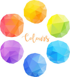 Low poly circles with different colours vector