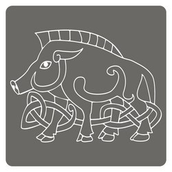 monochrome icon with celtic art vector