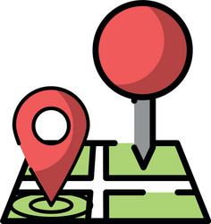 paper map guide with pins location icon vector image
