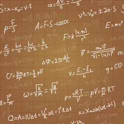 physics formulas seamless pattern on brown vector