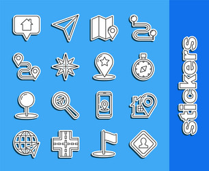 set line road traffic sign map pointer with house vector image