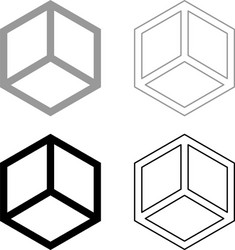 abstract cube shape hexagon box icon set black vector image