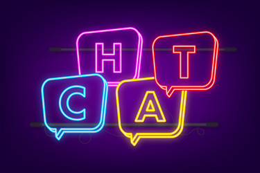 chat message bubbles neon icon on white background vector