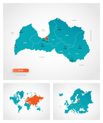 editable template map latvia with marks vector