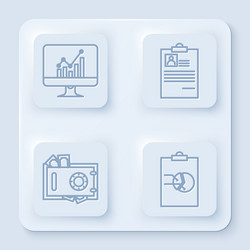 set line computer monitor with graph chart vector image