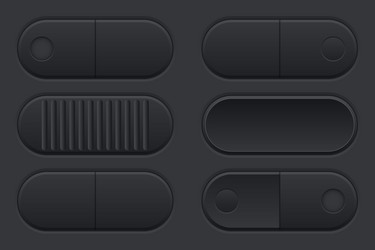 set of black buttons user interface elements vector