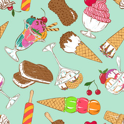 Sketch seamless pattern of colorful ice cream vector