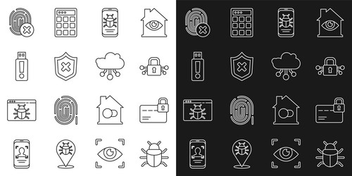 set line system bug credit card with lock cyber vector image