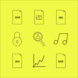 files and folders linear icon set simple outline vector image