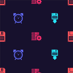 set floppy disk backup alarm clock server vector image