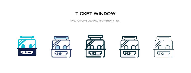 Ticket window icon in different style two vector