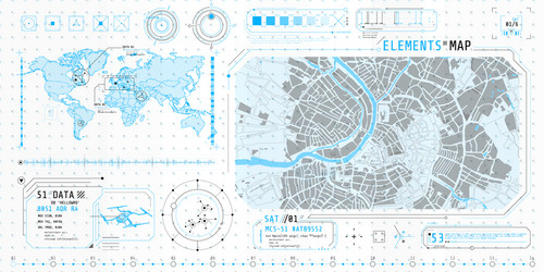 a set thin elements on topic map search vector image