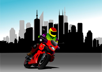 biker on the road 3d hand drawn Vector Image