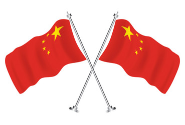 crossed flags china isolated wave vector