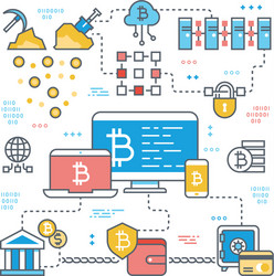 Cryptocurrency and Blockchain Network vector image