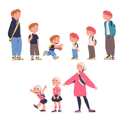 friends growing up together set boys and girls vector