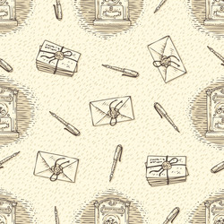 seamless pattern with envelopes letters vector image