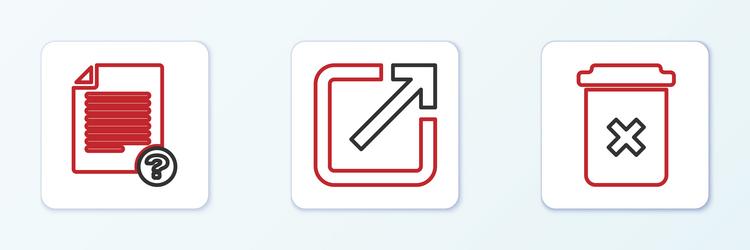 set line trash can unknown document and open vector image