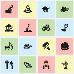 set of 16 editable building icons includes vector image