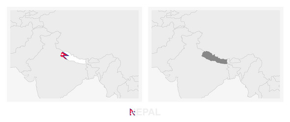 two versions map nepal with flag vector