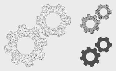gears mesh wire frame model and triangle vector image