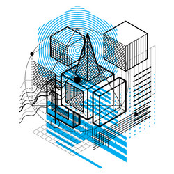 isometric abstraction with lines and different vector image