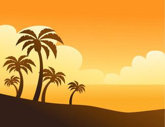 Summer color background with palm trees vector