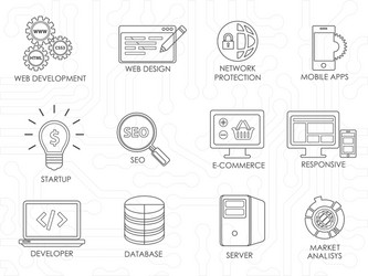 Thin Line Developer Icons - Software & Technology vector image